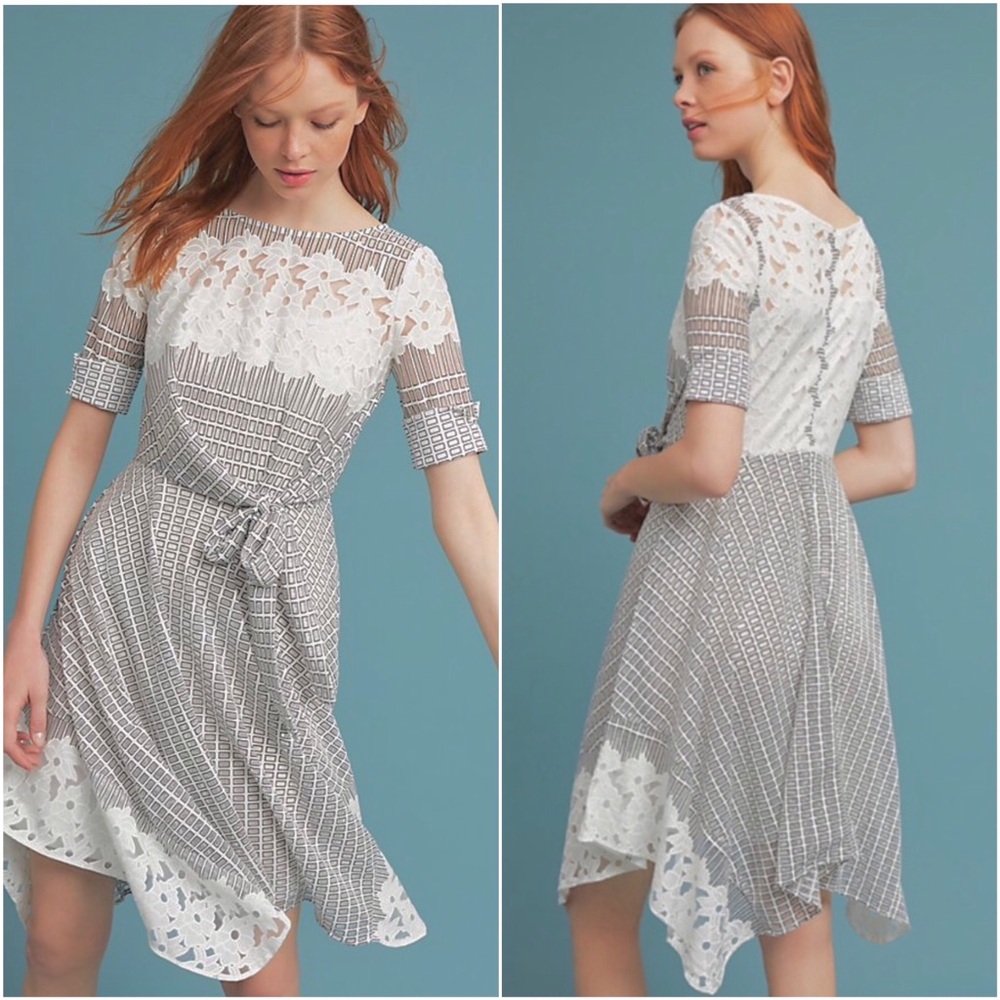 🆕 EVA FRANCO Sutton Lace Hanky-Hem Dress